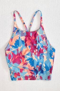 Old Navy PowerSoft Floral Crop Bra Tank XS